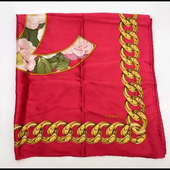 AUTH Chanel CC Floral Scarf Silk - Picture 3 of 5